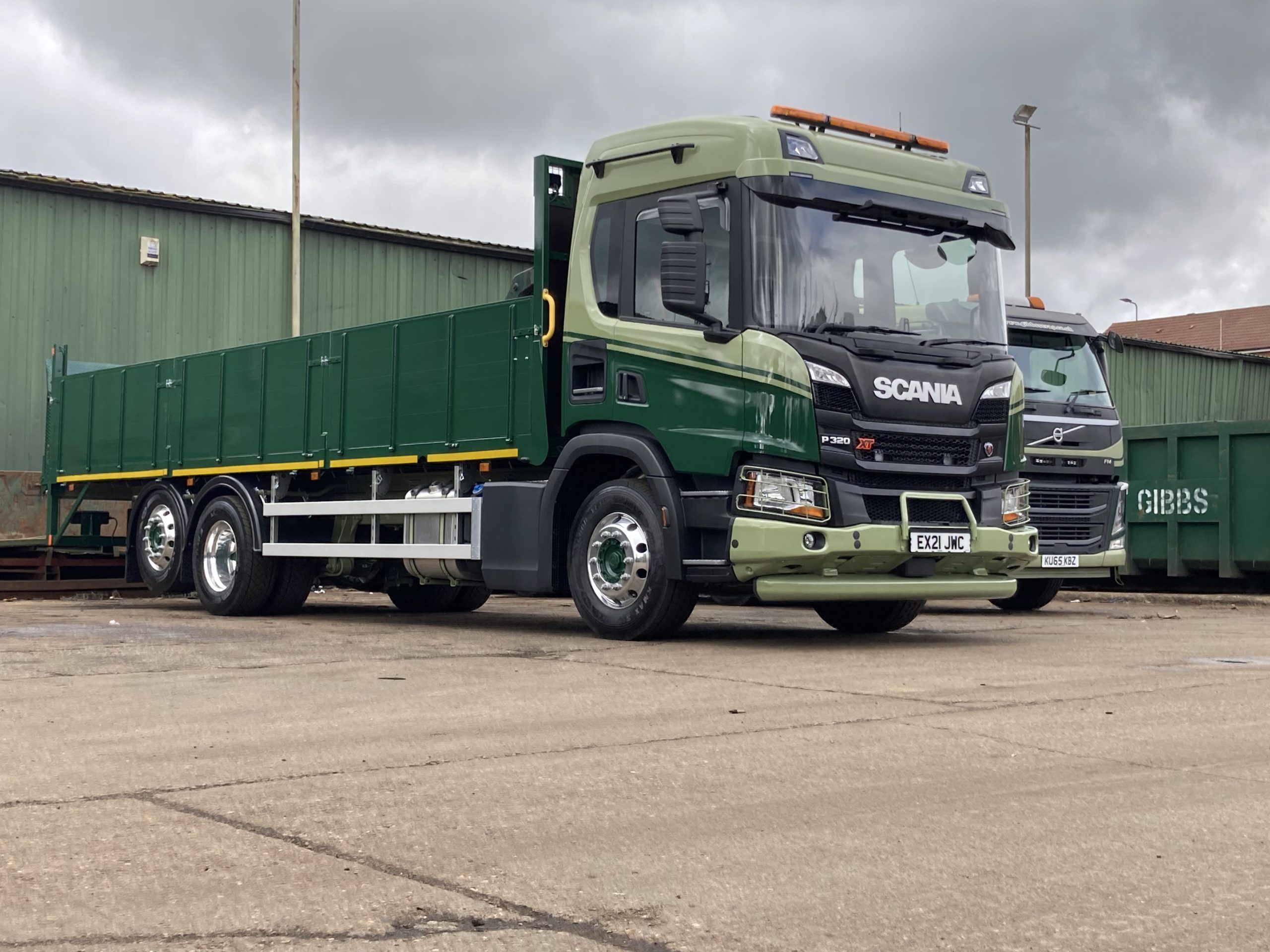 Gibbs Scania Vehicle in Green Front on